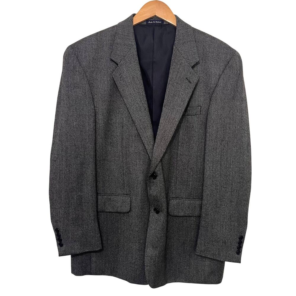 Alan Flusser Blazer Mens 44R Gray Lambswool Cashmere Tweed Sport Coat Preppy